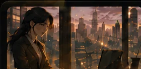 Anime workplace portrait representing one person's perspective.